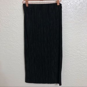 Topshop Black Pleated Midi Skirt